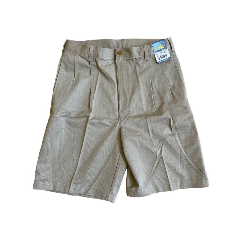 Clipper Adventure Bound Mens Double Pleat Shorts 100% Cotton Wrinkle Free Khaki